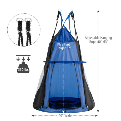 Columpio-Tienda 2 en 1 Desmontable de 40 Pulgadas para Niños