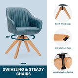 Juego Moderno Leathaire de 2 Sillones Giratorios con Patas de Madera de Haya