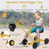 Excavadora de arena para niños, juguete excavador para arenero con controles de dos manos y pala flexible - Amarillo