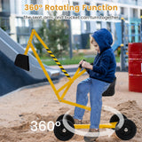 Excavadora de arena para niños, juguete excavador para arenero con controles de dos manos y pala flexible - Amarillo