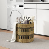 Seagrass Basket Set of 3 Stackable Storage Bins with Handles Woven Round Basket