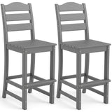Juego de 2 taburetes de barra para exterior de 30 pulgadas, altura de mostrador, con respaldo, de HDPE, color gris