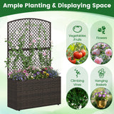 Juego de 2 jardineras elevadas de 49 pulgadas con enrejado y macetero de mimbre