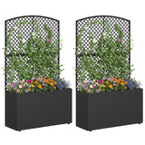 Juego de 2 jardineras elevadas de 49 pulgadas con enrejado y macetero de mimbre