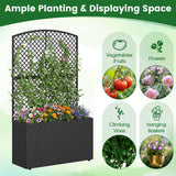 Juego de 2 jardineras elevadas de 49 pulgadas con enrejado y macetero de mimbre