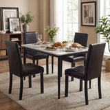 Juego de 2/4 sillas de comedor, sillas de cocina Parsons tapizadas en piel sintética