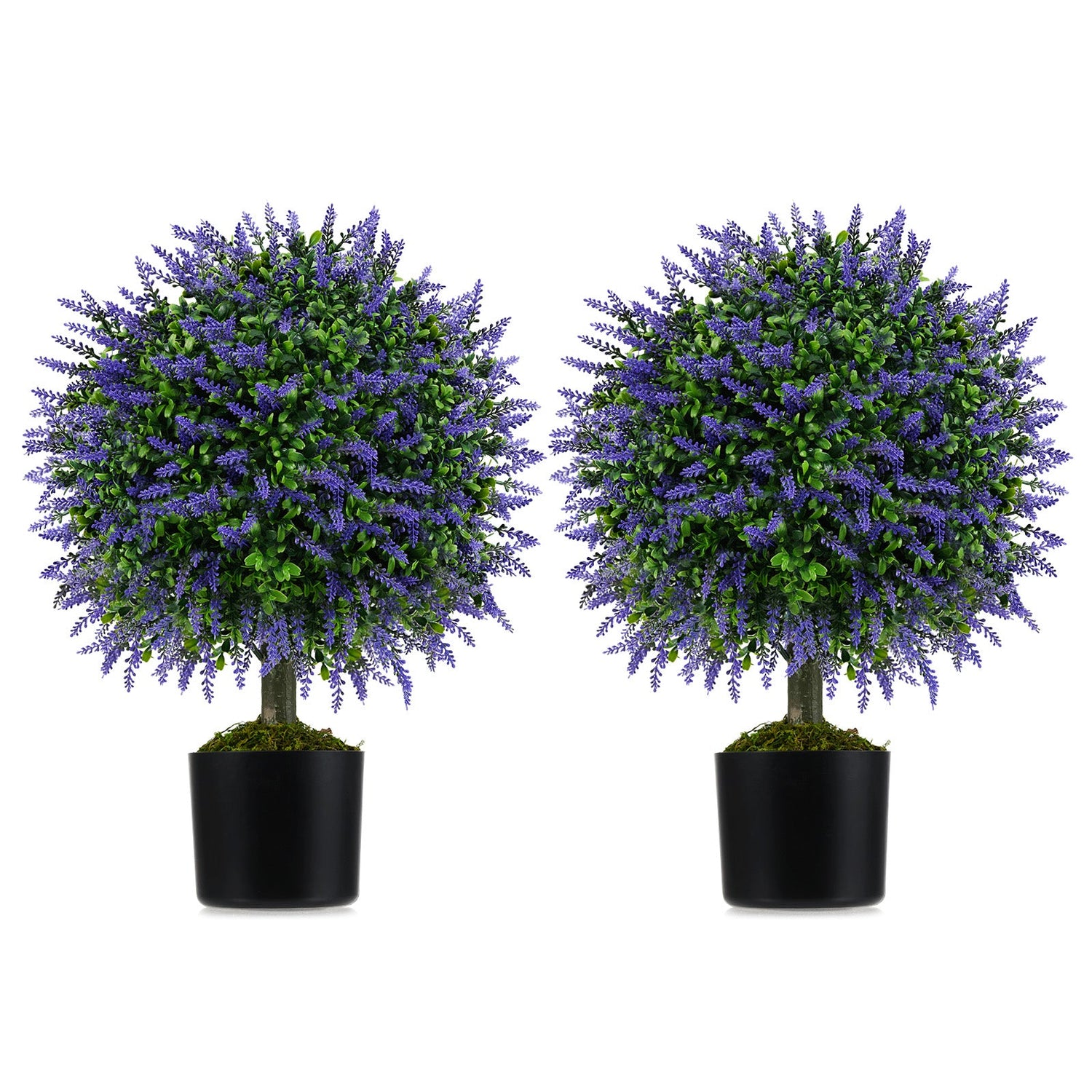 Juego de 2 árboles de lavanda artificial de 23 pulgadas con maceta con cemento - Púrpura