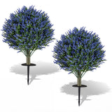 Juego de 2 árboles de topiario artificiales de lavanda con estacas para el suelo