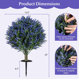 Juego de 2 árboles de topiario artificiales de lavanda con estacas para el suelo