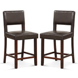 2 Piece Bar Chair Set with Hollowed Back and Rubber Wood Legs