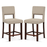 2 Piece Bar Chair Set with Hollowed Back and Rubber Wood Legs