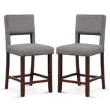 2 Piece Bar Chair Set with Hollowed Back and Rubber Wood Legs