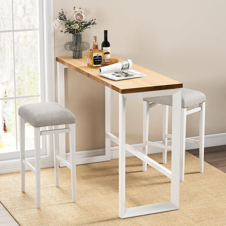 2 taburetes sin respaldo de 24.5/29.5 pulgadas con cojines de asiento acolchados
