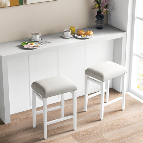 2 taburetes sin respaldo de 24.5/29.5 pulgadas con cojines de asiento acolchados