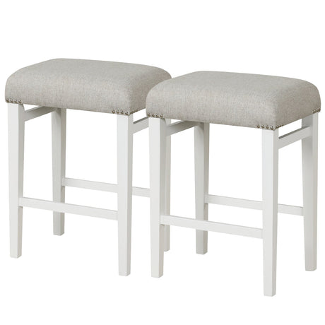 2 taburetes sin respaldo de 24.5/29.5 pulgadas con cojines de asiento acolchados
