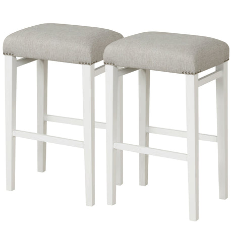 2 taburetes sin respaldo de 24.5/29.5 pulgadas con cojines de asiento acolchados