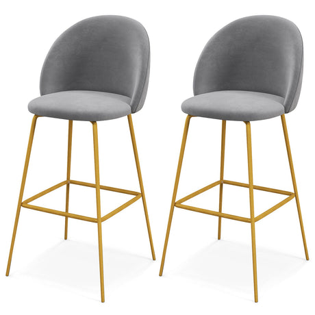 Juego de 2 taburetes de bar de 29 pulgadas con asientos acolchados - Gris