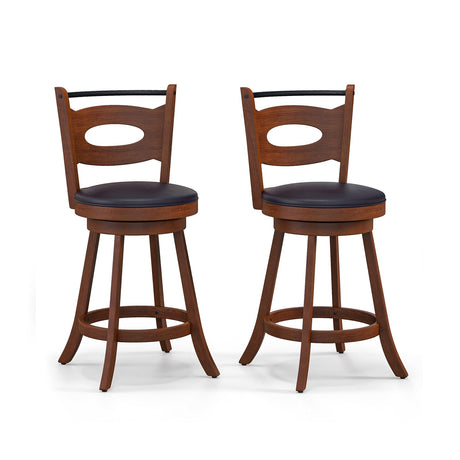2 taburetes giratorios de bar de 24/29 pulgadas con respaldo curvo y cojines de asiento