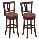 Juego de 2 taburetes de bar giratorios a la altura de la encimera con respaldo alto y reposapiés