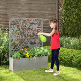 Set of 2 Decorative Raised Garden Bed with Trellises-Rust