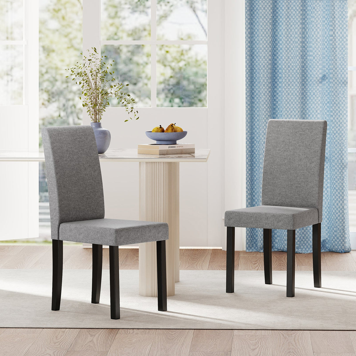 Juego de 2 sillas de comedor Parsons tapizadas en tela, estilo moderno de mediados de siglo
