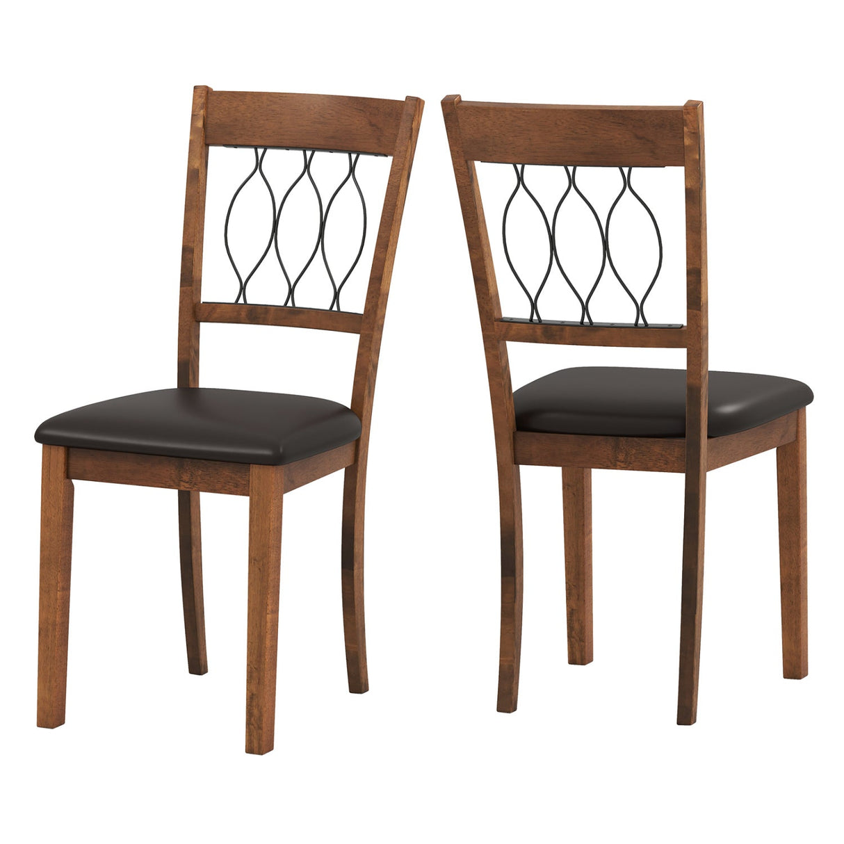 Juego de 2 sillas de comedor tapizadas en tela/polipiel con asiento acolchado