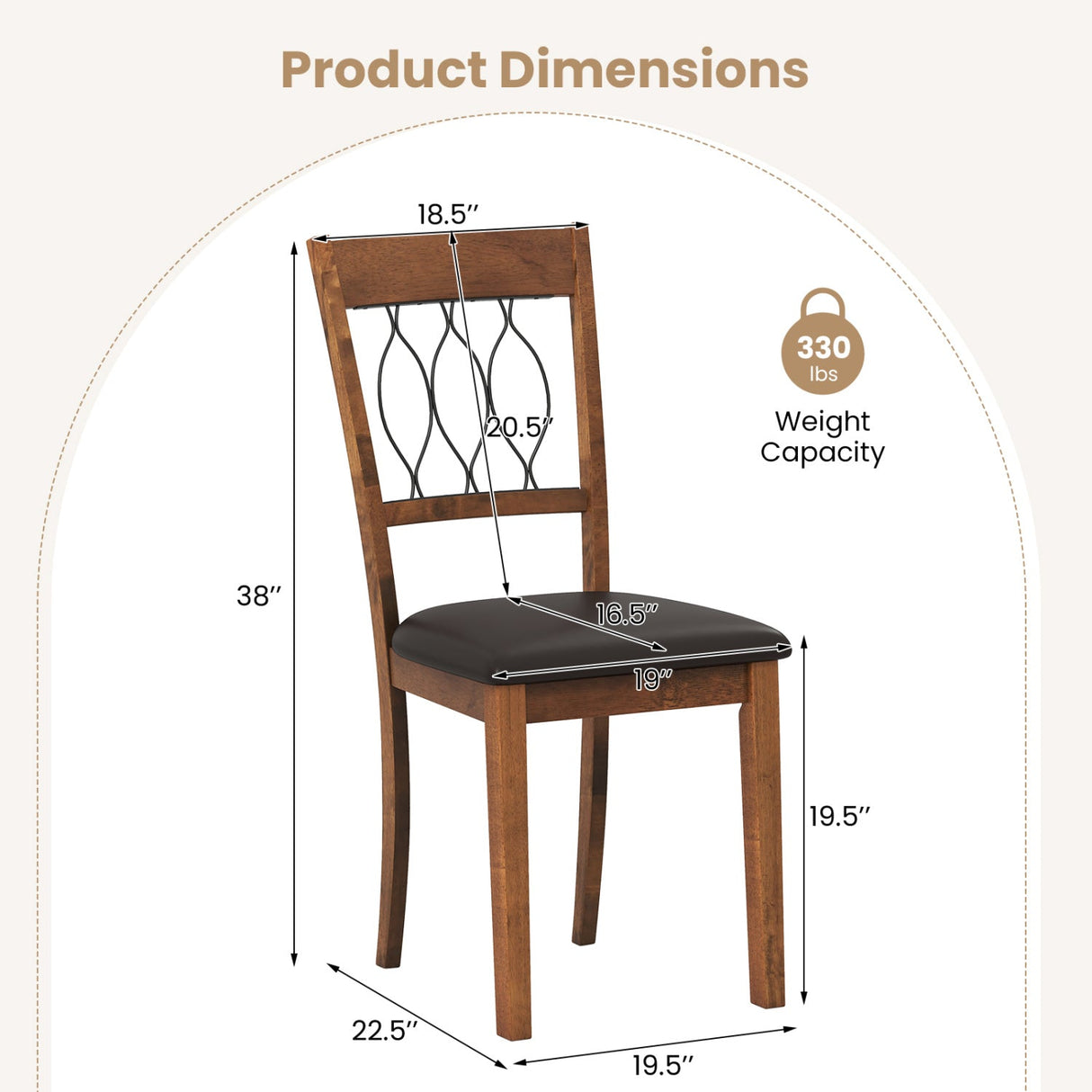 Juego de 2 sillas de comedor tapizadas en tela/polipiel con asiento acolchado