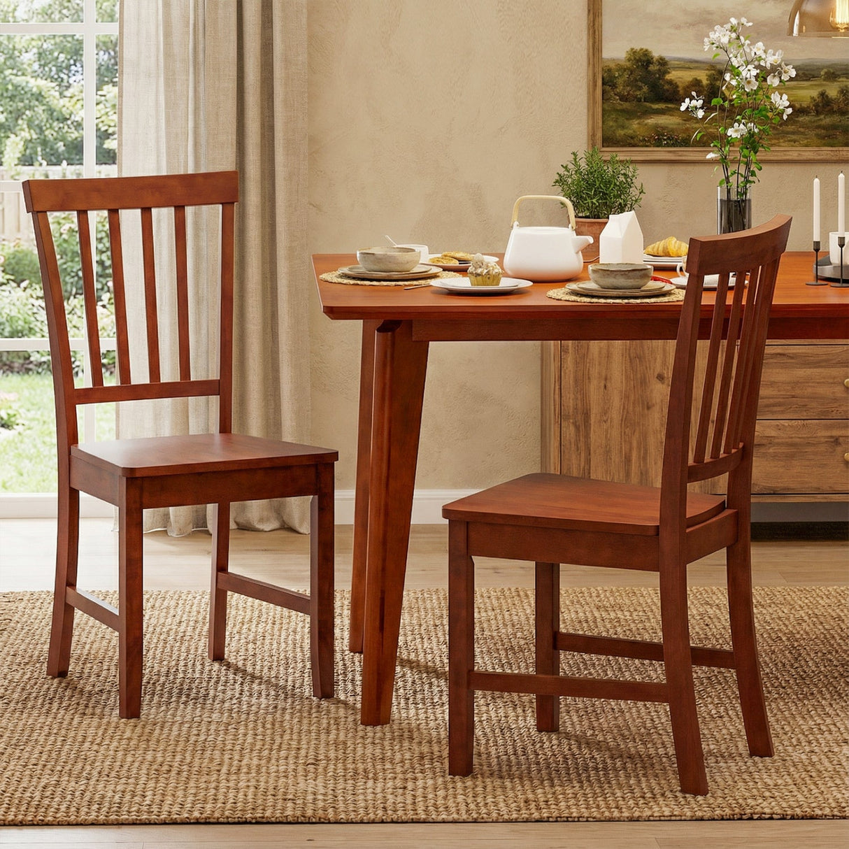 Juego de 2 sillas de comedor con patas de madera maciza