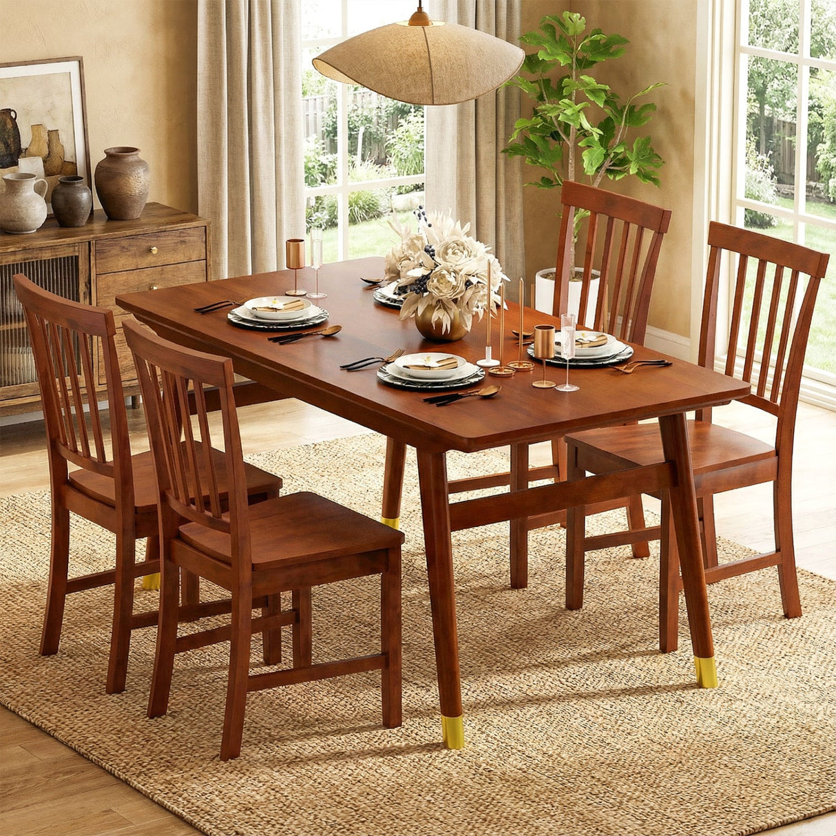 Juego de 2 sillas de comedor con patas de madera maciza