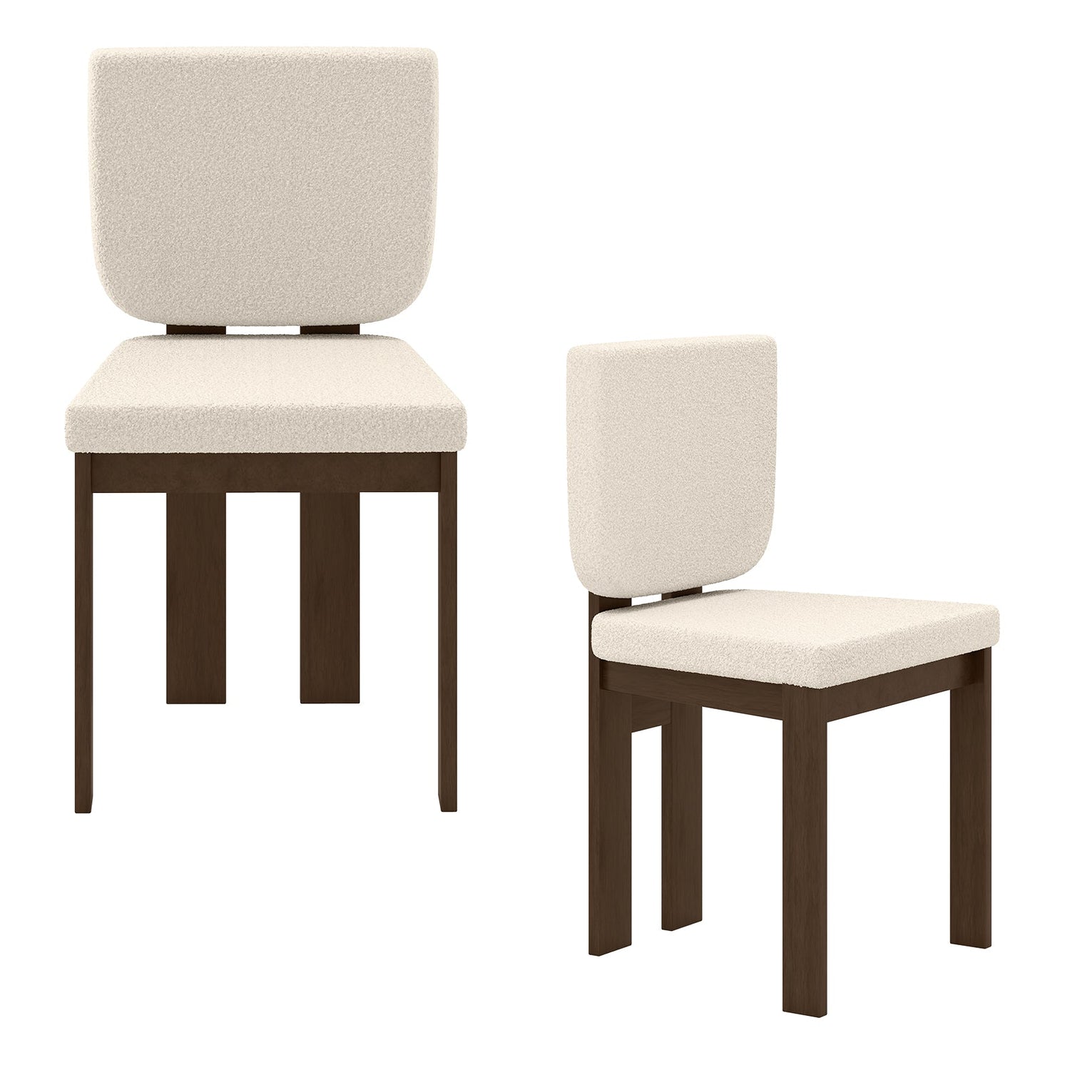 Juego de 2 sillas de comedor de madera con patas de madera de caucho para oficina en casa o sala de estar - Marrón