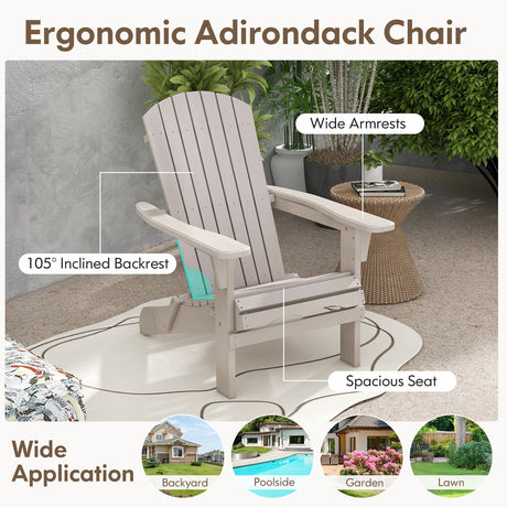 1 silla Adirondack plegable con respaldo alto y reposabrazos anchos