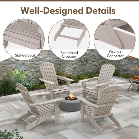 1 silla Adirondack plegable con respaldo alto y reposabrazos anchos
