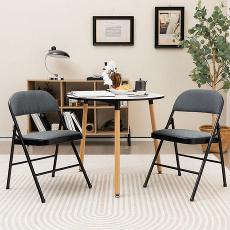 4 Pieces Fabric Upholstered Padded Seat Folding Chairs Seet