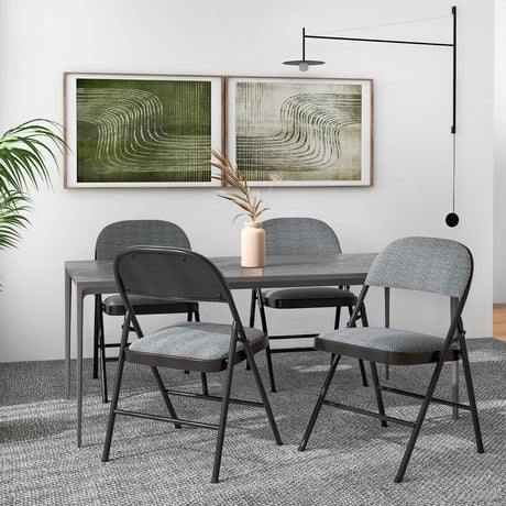 4 Pieces Fabric Upholstered Padded Seat Folding Chairs Seet