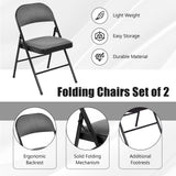4 Pieces Fabric Upholstered Padded Seat Folding Chairs Seet