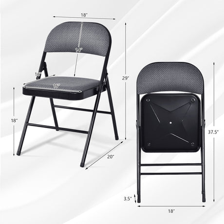 4 Pieces Fabric Upholstered Padded Seat Folding Chairs Seet