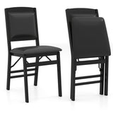 Juego de 2 sillas de comedor plegables con asiento acolchado y respaldo alto - Marrón