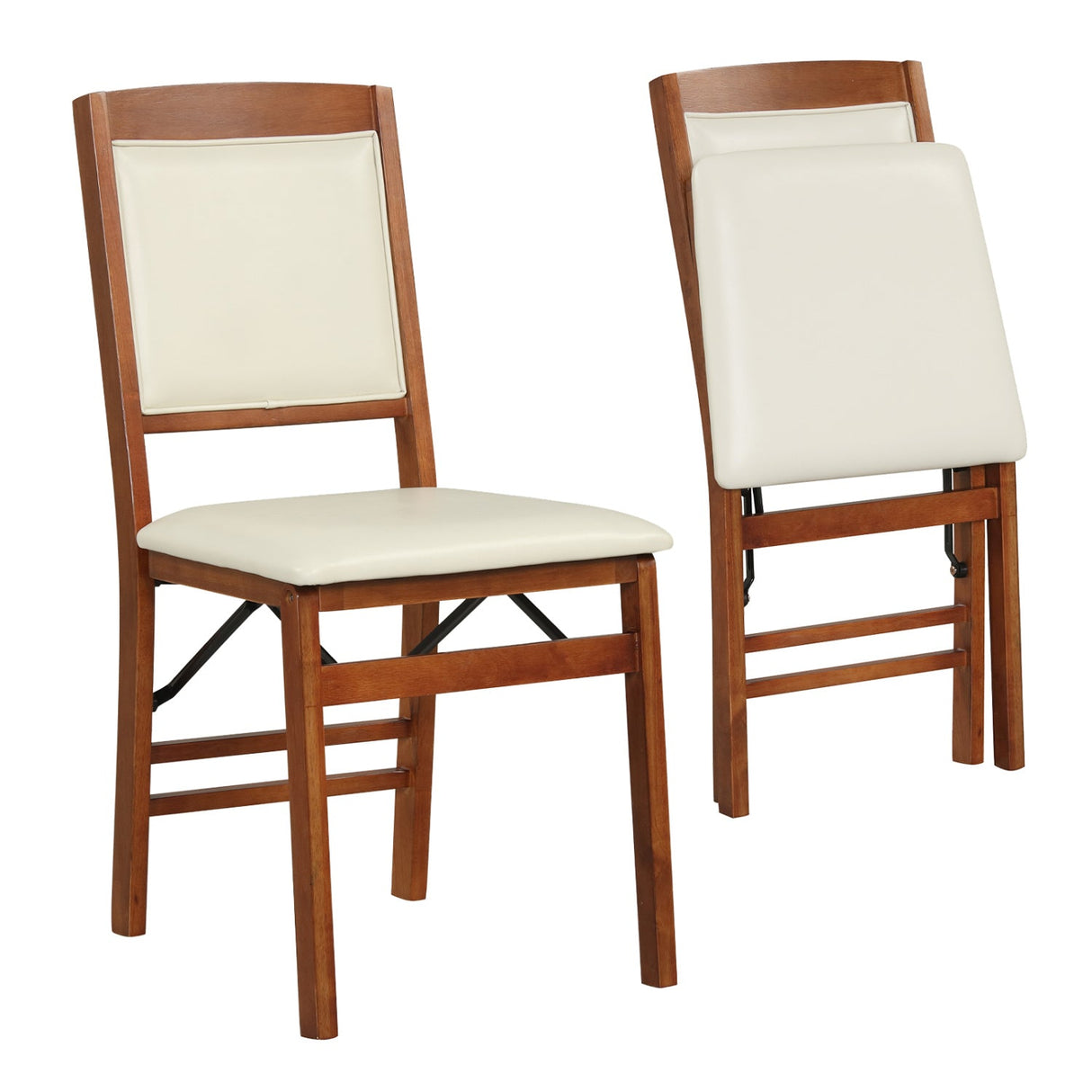 Juego de 2 sillas de comedor plegables con asiento acolchado y respaldo alto - Marrón