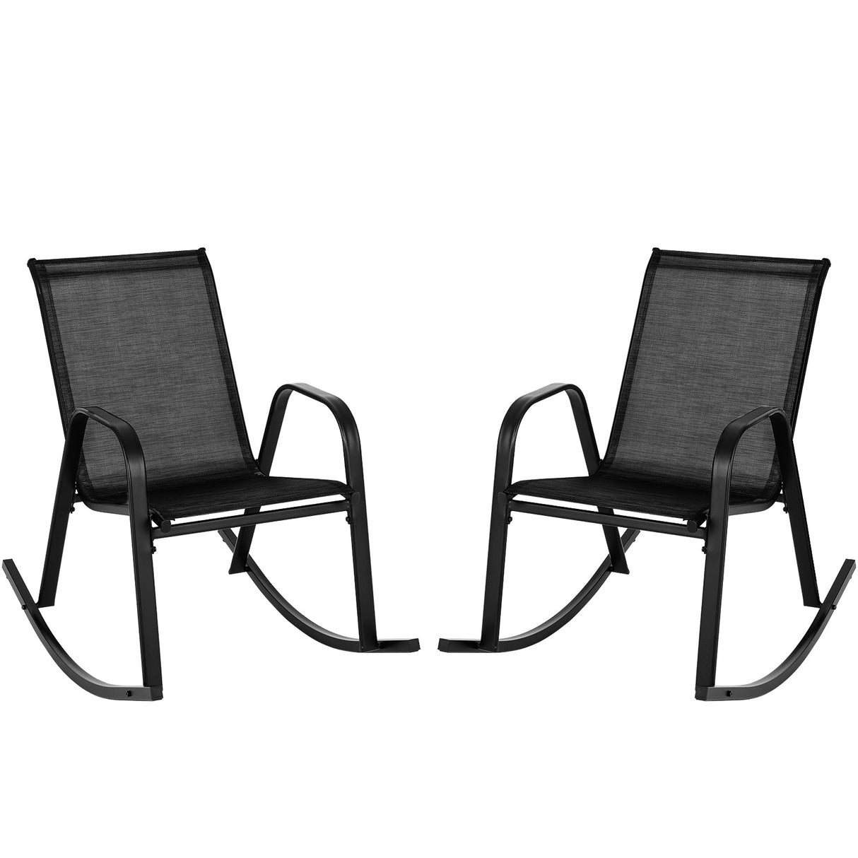 Set of 2 Metal Patio Rocking Chair with Breathable Seat Fabric