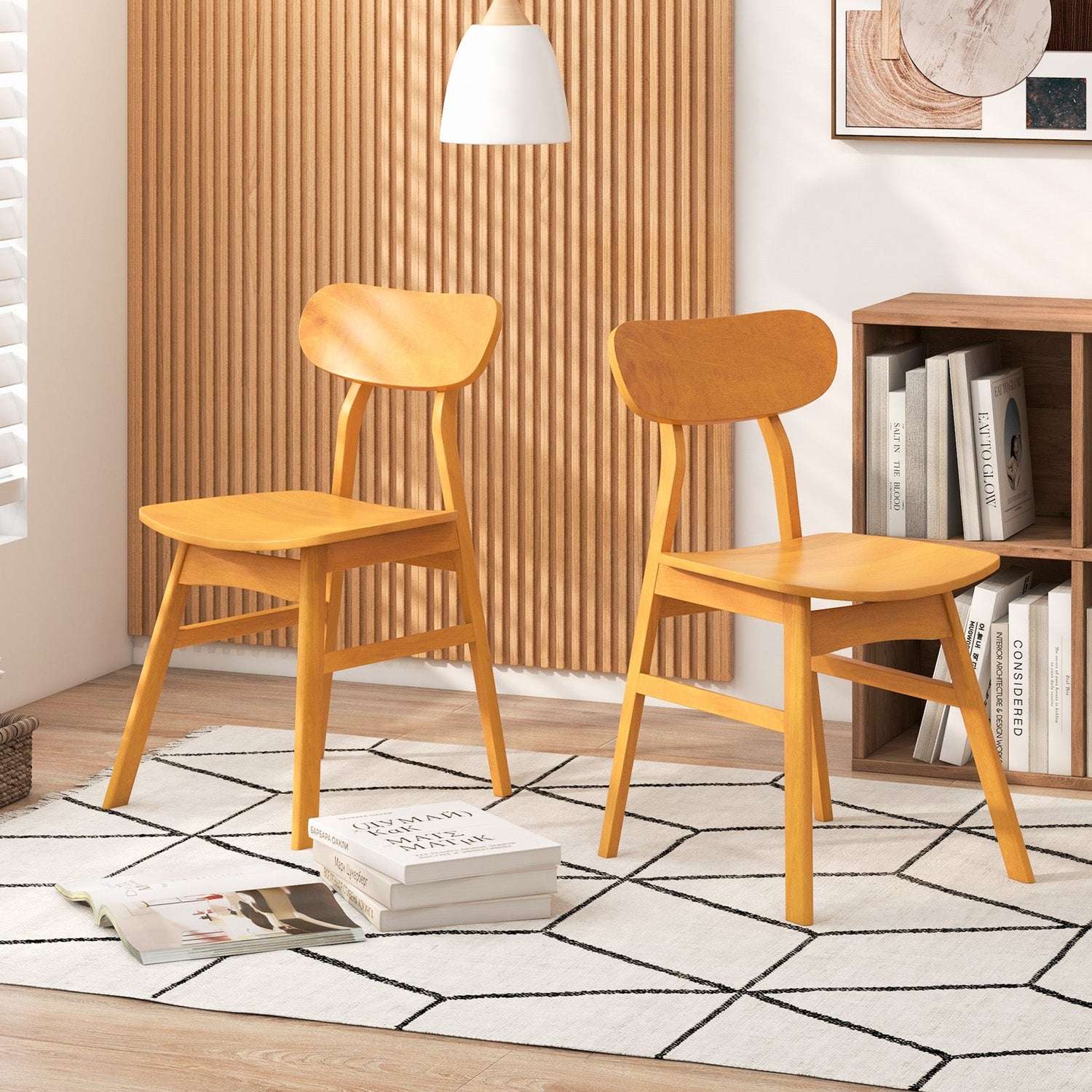 Juego de 2 sillas de comedor modernas con respaldo y asiento curvos