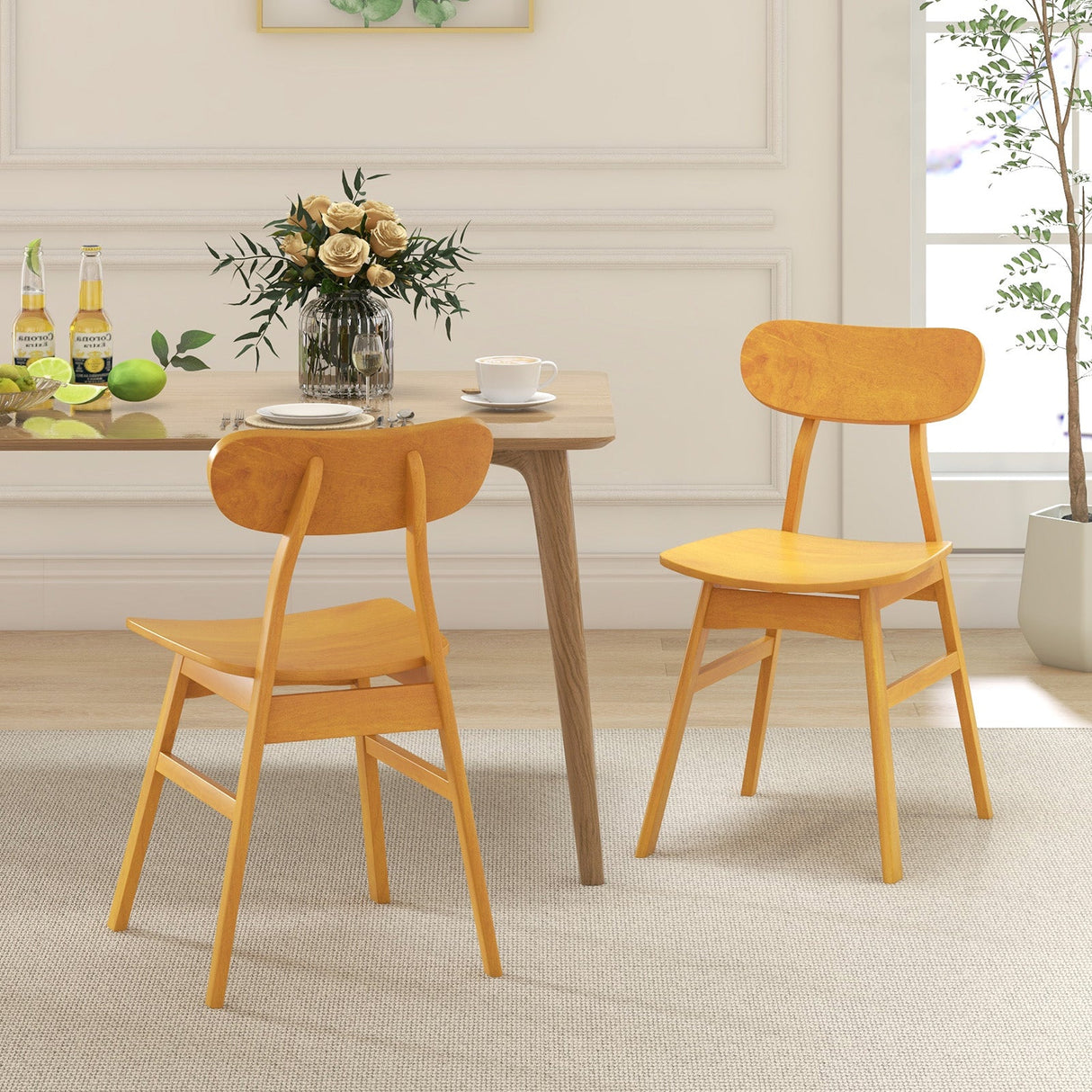 Juego de 2 sillas de comedor modernas con respaldo y asiento curvos
