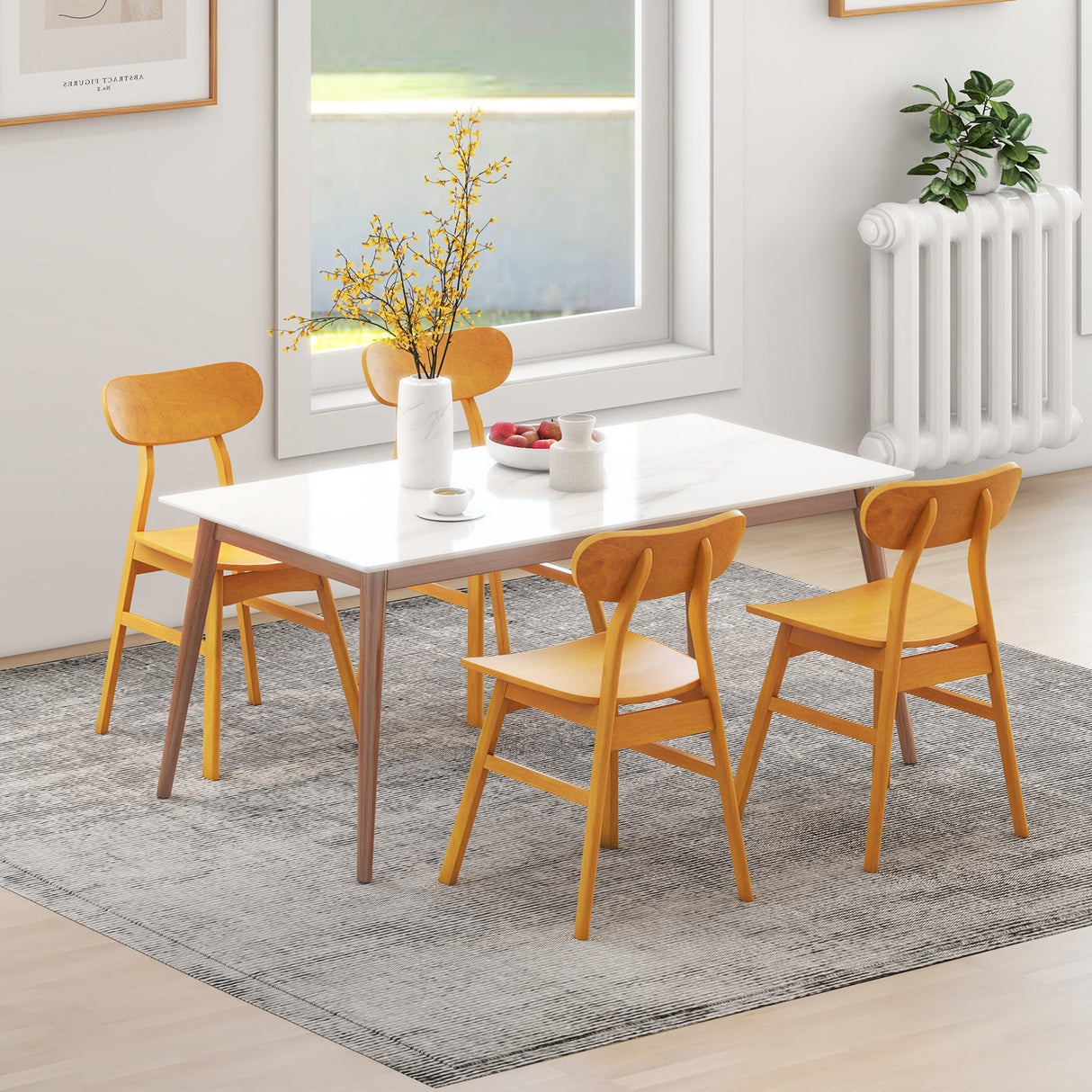 Juego de 2 sillas de comedor modernas con respaldo y asiento curvos