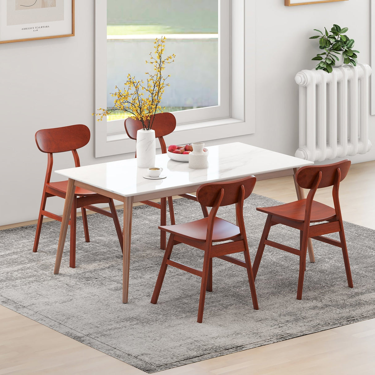 Juego de 2 sillas de comedor modernas con respaldo y asiento curvos