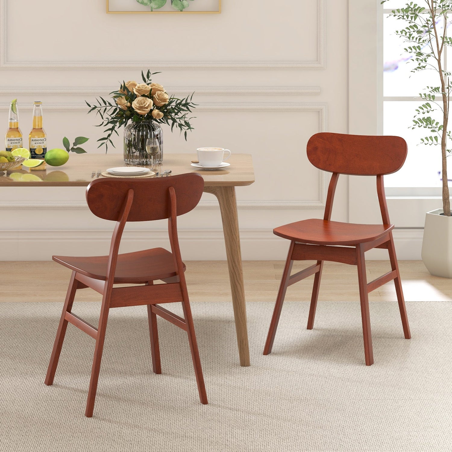 Juego de 2 sillas de comedor modernas con respaldo y asiento curvos