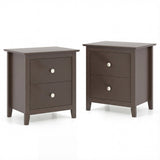 Set of 2 Modern Nightstand with two Drawers for Small Spaces-Rustic Brown