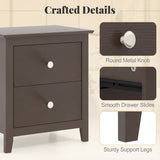 Set of 2 Modern Nightstand with two Drawers for Small Spaces-Rustic Brown