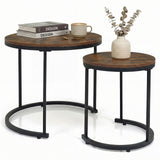 Set of 2 Modern Round Stacking Nesting Coffee Tables for Living Room
