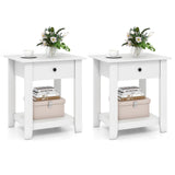 Set of 2 Nightstand with Drawer 3-Tier Modern Bedside Table with Open Shelf and Storage