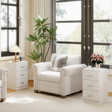 Set of 2 Nightstand with Charging Station End Table with 3 Storage Drawers Bedside Table for Bedroom