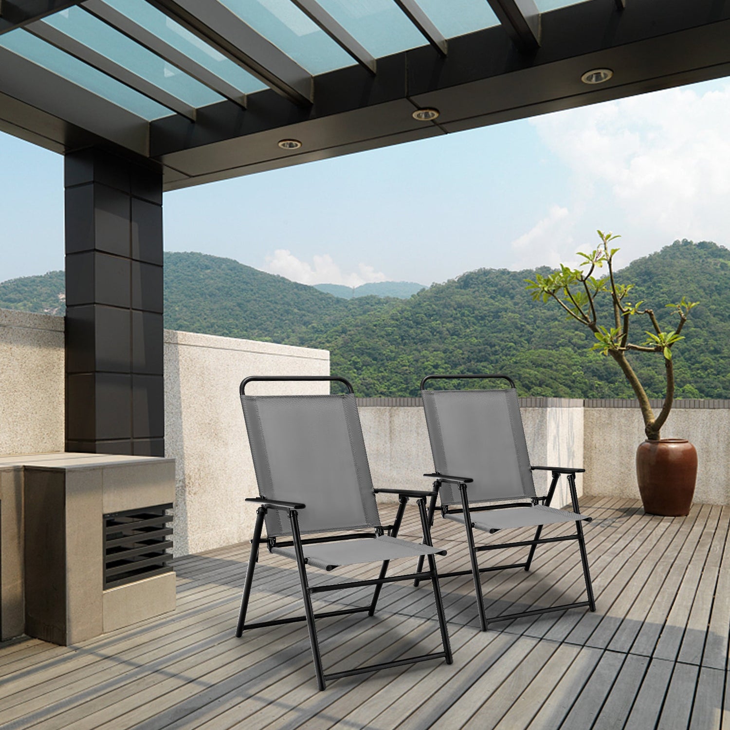 Sillones plegables de exterior con reposabrazos y respaldo